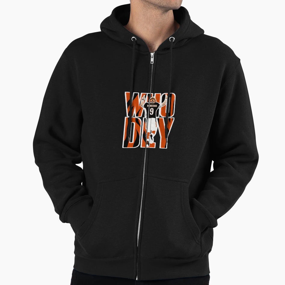 Who Dey Burrow Hoodie - Trendy Graphic for Adults - T-Shirt, Sweatshirt, Hoodie