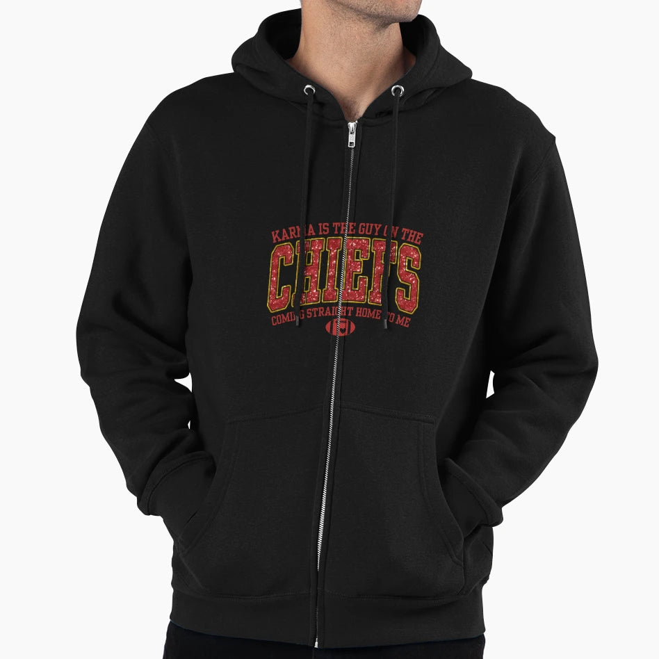 Karma Is Guy Chiefs TK Taylor Hoodie - Casual Everyday Wear Unisex - T-Shirt, Sweatshirt, Hoodie