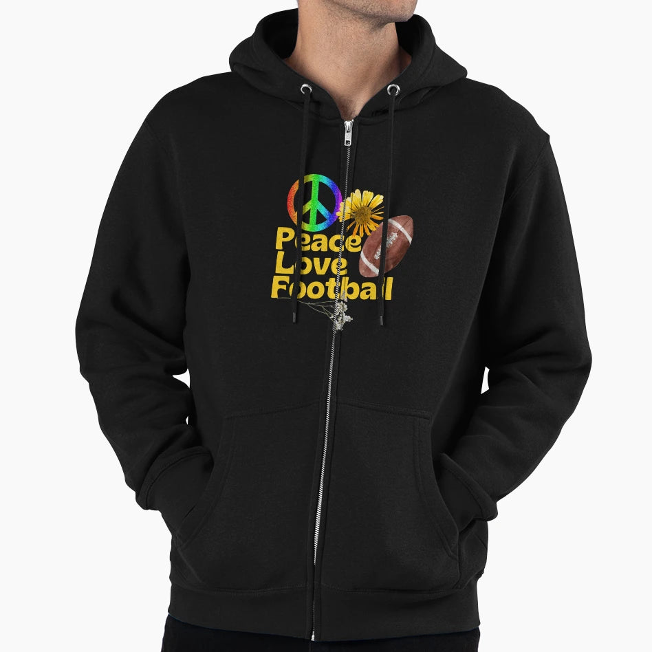 Peace Love Football Peace Sign Hoodie - Custom Art Print for Adults - T-Shirt, Sweatshirt, Hoodie