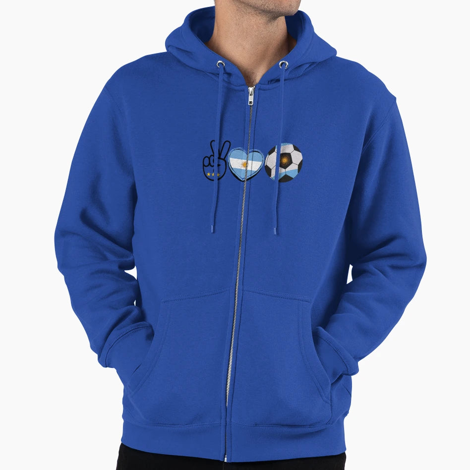 Peace Love Argentina Soccer Hoodie - Fun Novelty Design Unisex - T-Shirt, Sweatshirt, Hoodie