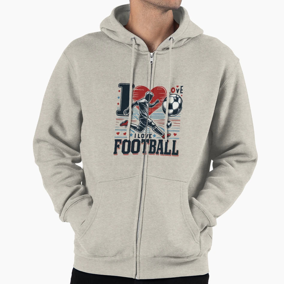 I Love Football Hoodie - Graphic Print for Adults - T-Shirt, Sweatshirt, Hoodie