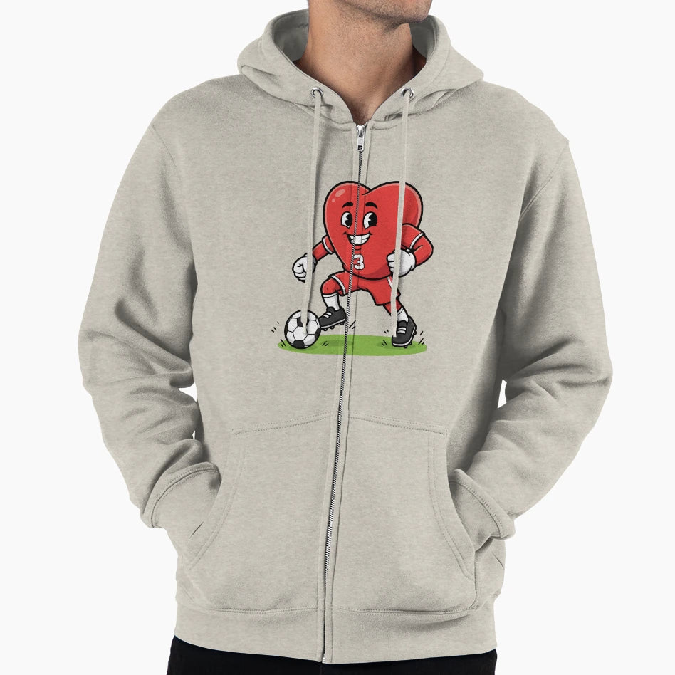 Heart Football Player Cartoon Mascot Hoodie - Custom Art Print for Adults - T-Shirt, Sweatshirt, Hoodie