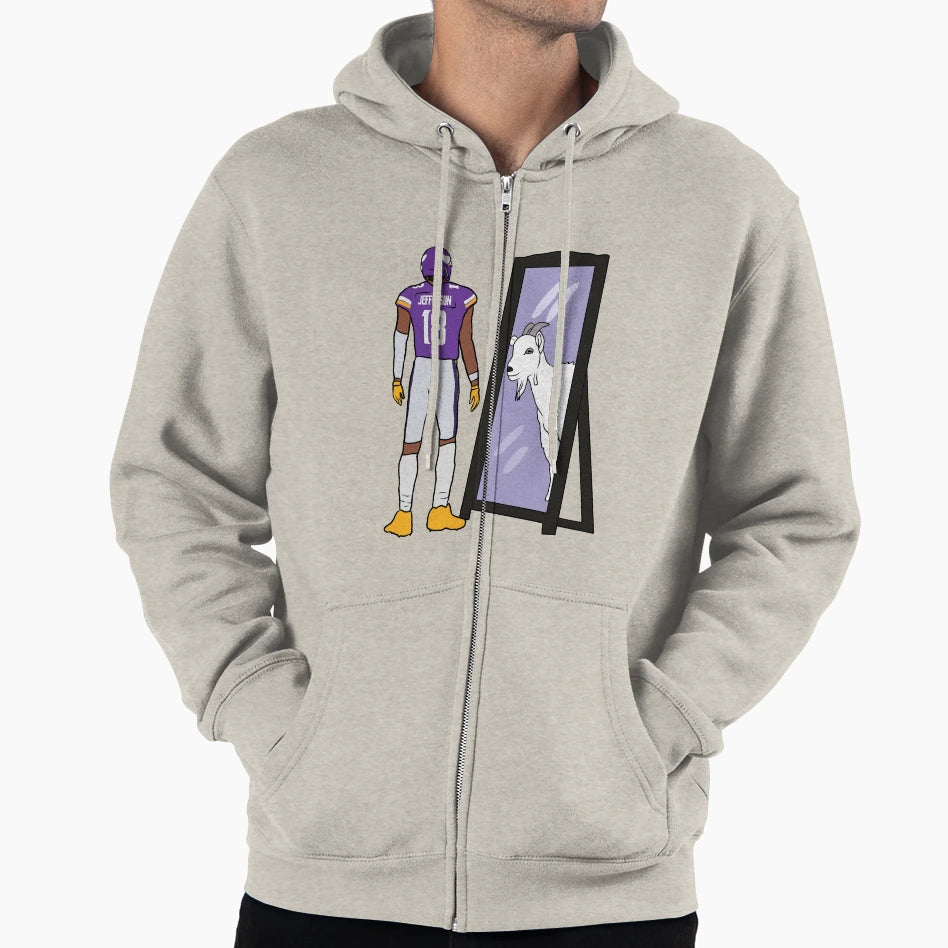 JJ Mirror Goat Hoodie - Trendy Graphic for Adults - T-Shirt, Sweatshirt, Hoodie