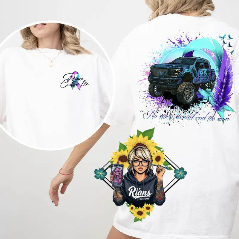 Sui$Ide Awareness F350 Truck Comfort Colors - Adult & Kids T-Shirts, Sweatshirts & Hoodies apparel design preview 1