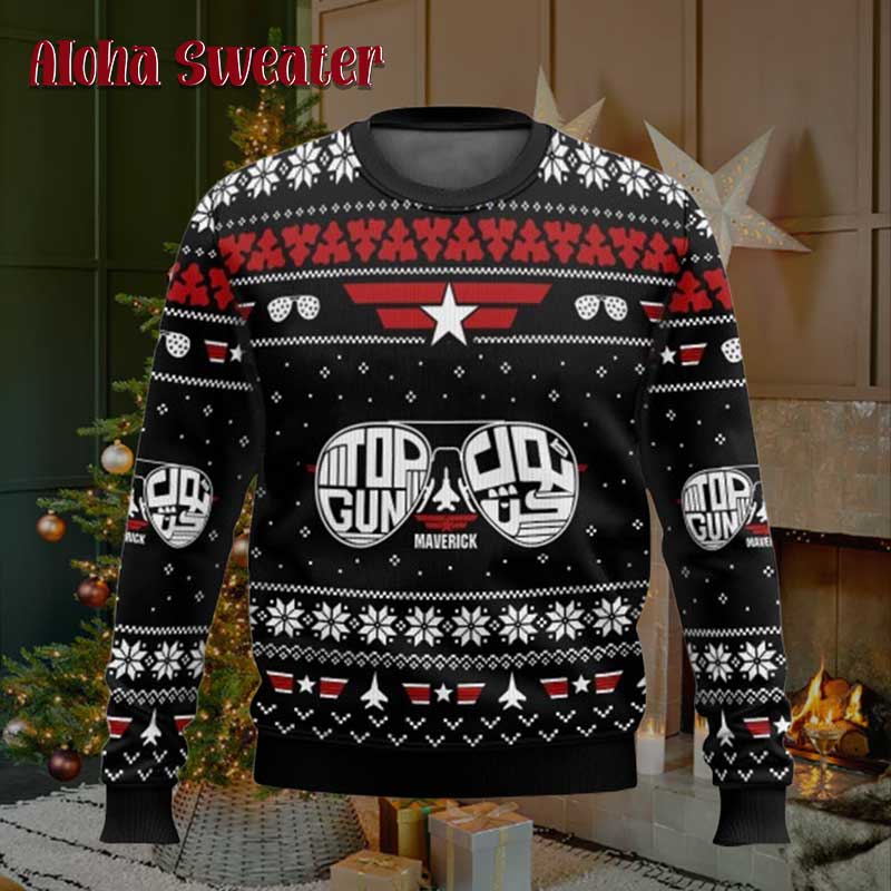 Sunglasses Design Top Gun Maverick Ugly Christmas Sweater - Holiday Gift product image