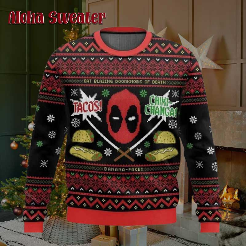 Tacos Chiki Changa Deadpool Ugly Christmas Sweater - Holiday Gift product image
