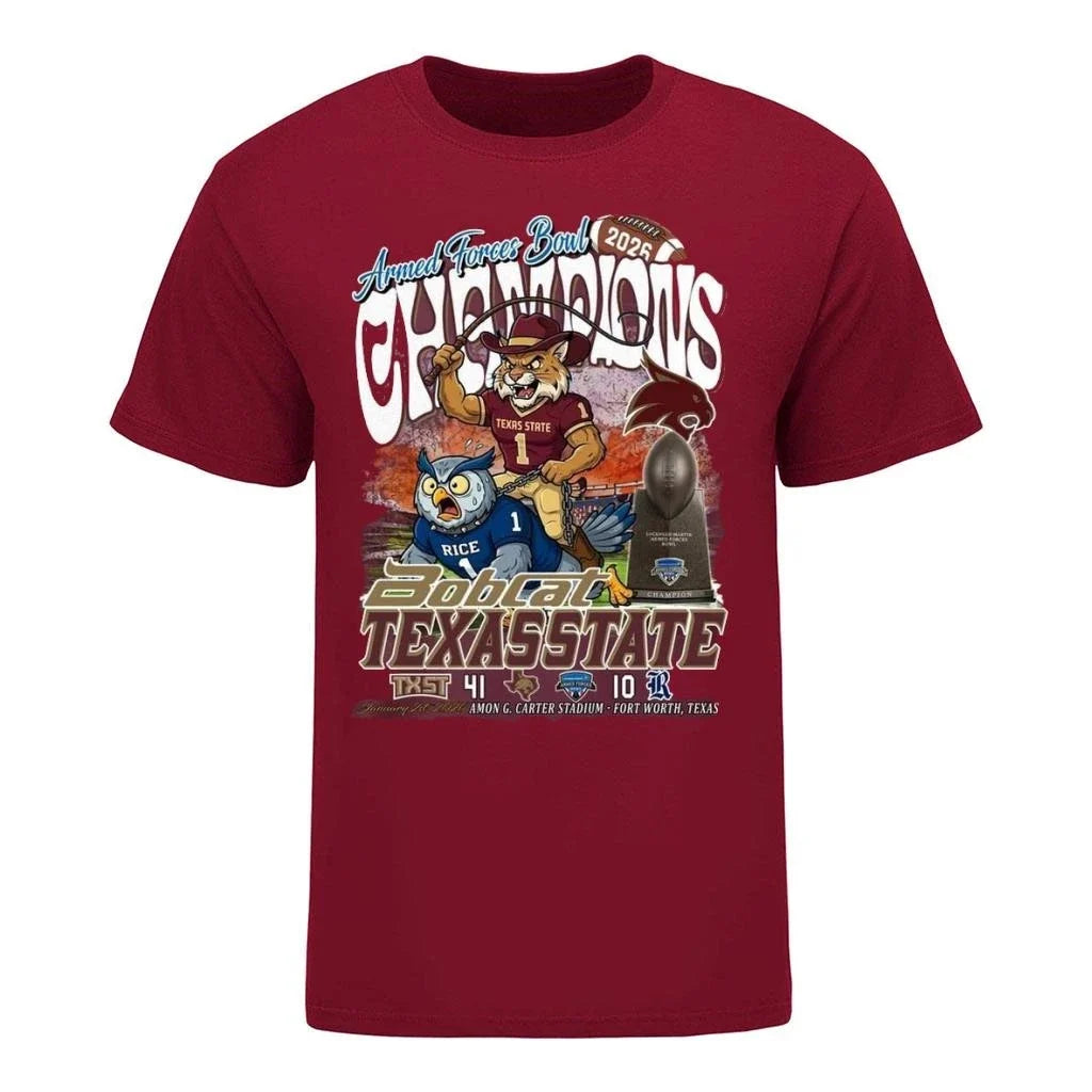 Texas State Bobcats Armed Forces Bowl Champions 2026 - Adult & Kids T-Shirts, Sweatshirts & Hoodies apparel design preview 1