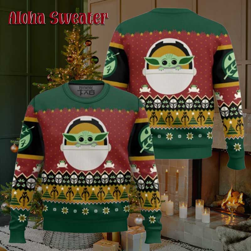 He Protects He Attacks Baby Yoda Ugly Christmas Sweater - Holiday Gift product image 5