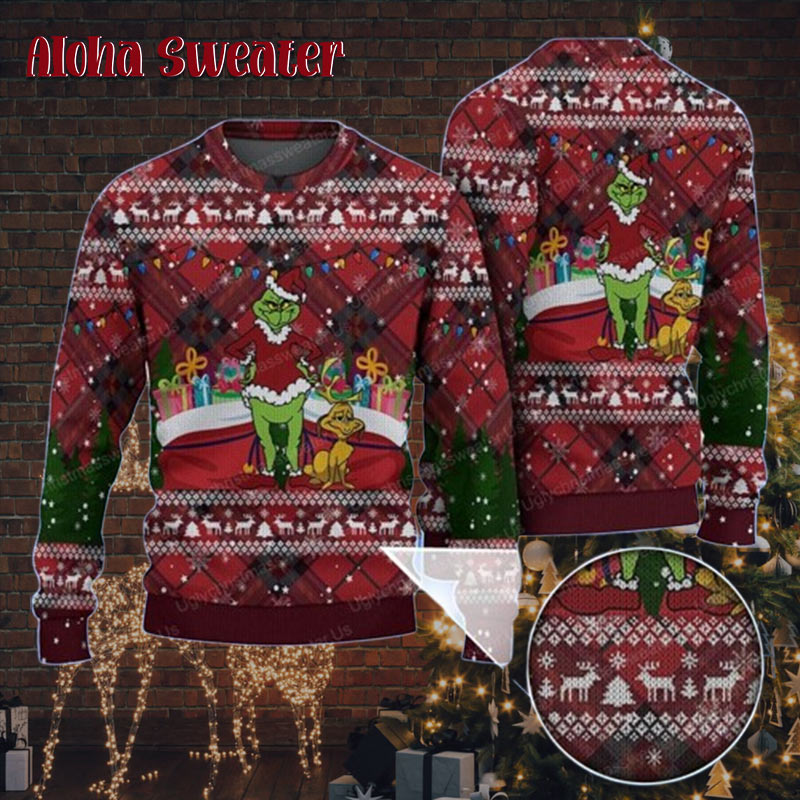 The Grinch And Max Dog Red Ugly Christmas Sweater - Holiday Gift product image