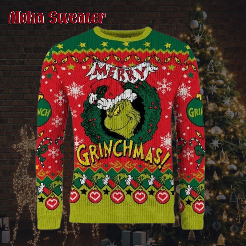 The Grinch Just Here For The Present Ugly Christmas Sweater - Holiday Gift product image 2