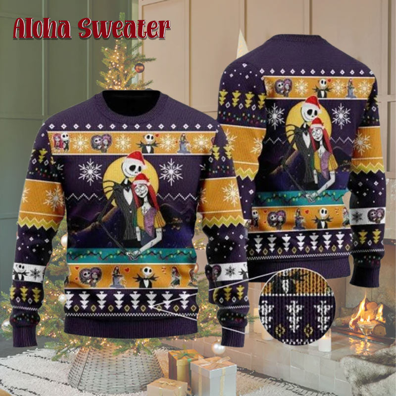 Jack Skellington Decorating Christmas Tree Nightmare Before Christmas Ugly Christmas Sweater - Holiday Gift product image 5