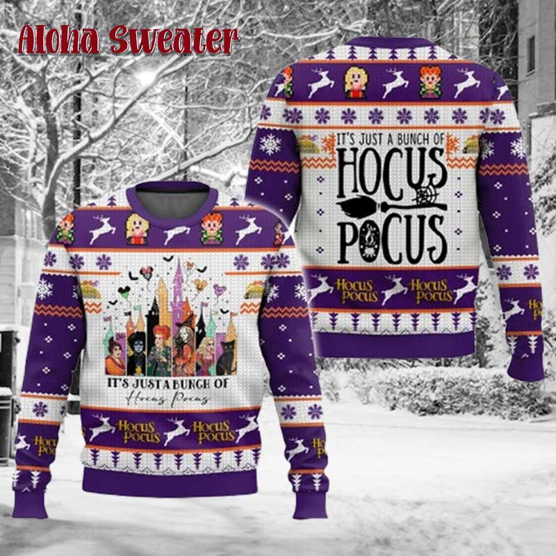Three Witches Sanderson Sisters Hocus Pocus Ugly Christmas Sweater - Holiday Gift product image 3