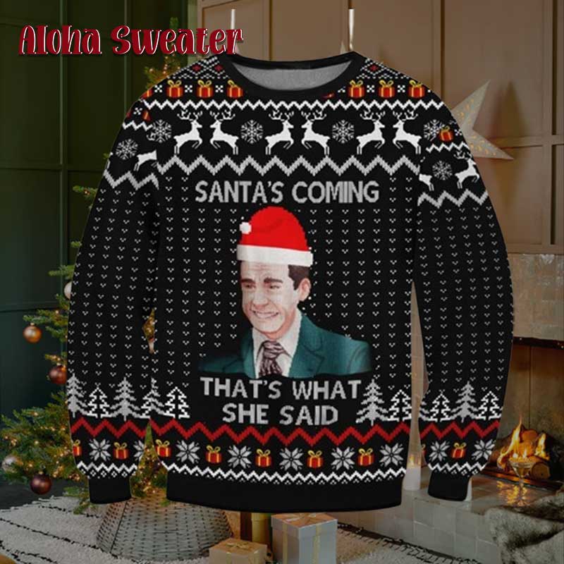 The Office Tacky Santa Is Coming Ugly Christmas Sweater - Holiday Gift product image