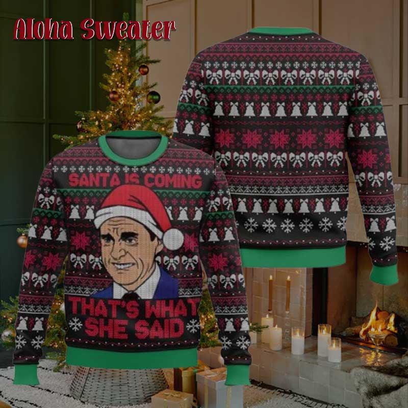 The Office Tacky Santa Is Coming Ugly Christmas Sweater - Holiday Gift product image 2