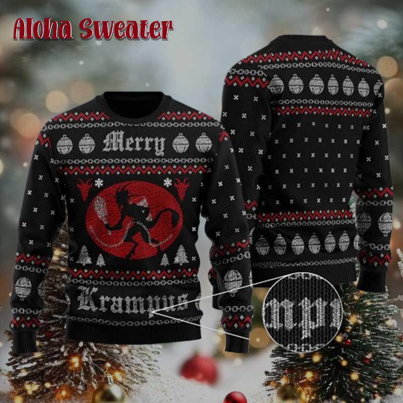 Merry Krampus Funny Devil Taking A Child Ugly Christmas Sweater - Holiday Gift product image 5