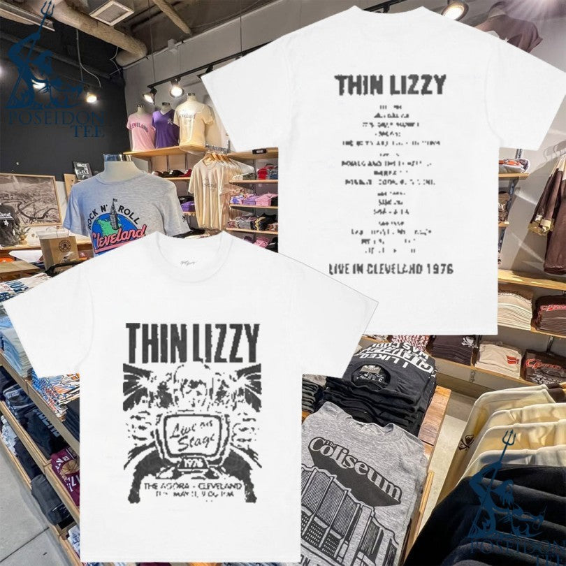 Thin Lizzy Jailbreak Flyer Cleveland Grey - Adult & Kids T-Shirts, Sweatshirts & Hoodies apparel design preview 1