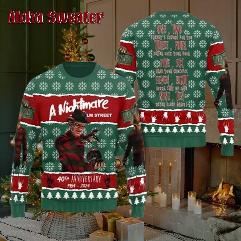 Freddy Krueger Halloween And Holiday Ugly Christmas Sweater - Holiday Gift product image 4