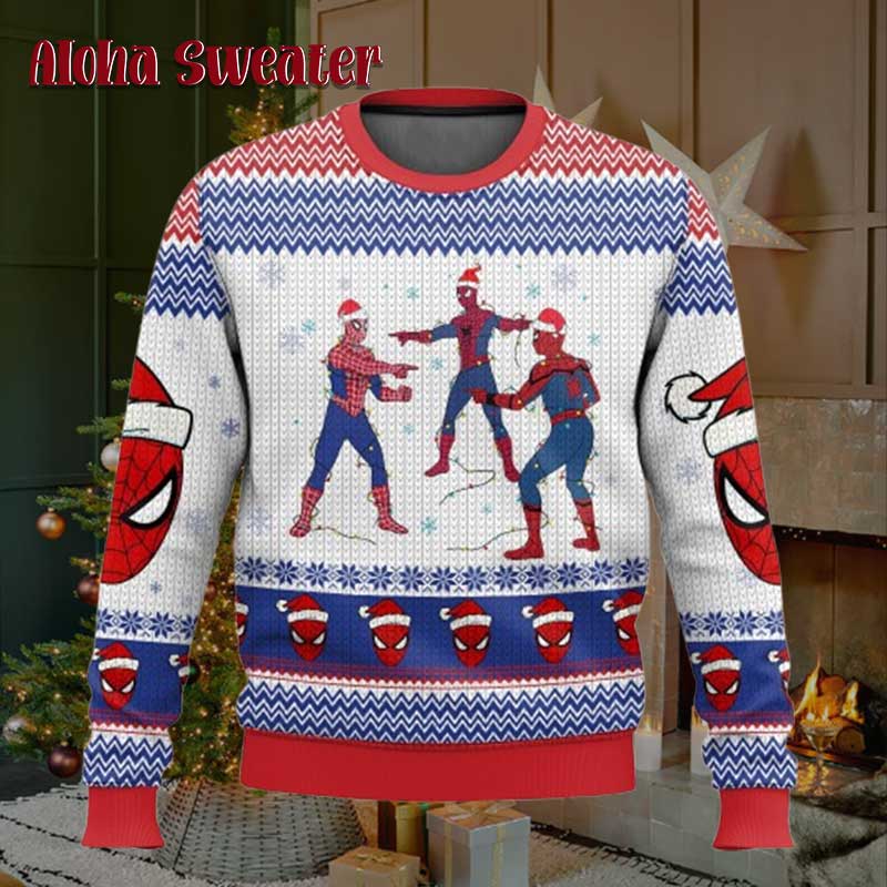 Tis The Season To Be Spidey Spider Man Ugly Christmas Sweater - Holiday Gift product image 3