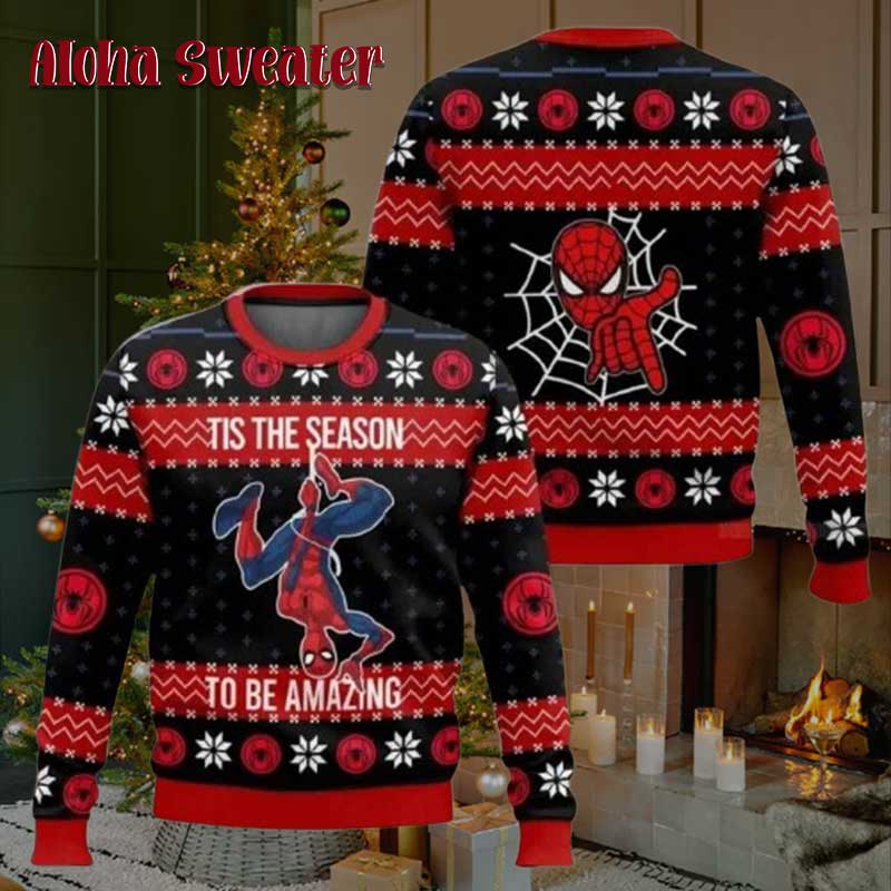 Tis The Season To Be Spidey Spider Man Ugly Christmas Sweater - Holiday Gift product image 2