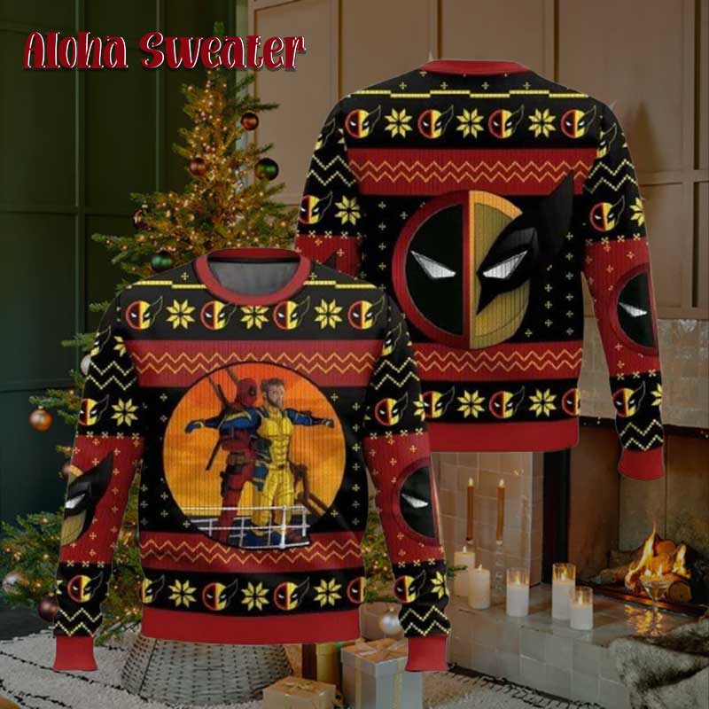 Titanic Version Deadpool And Wolverine Ugly Christmas Sweater - Holiday Gift product image