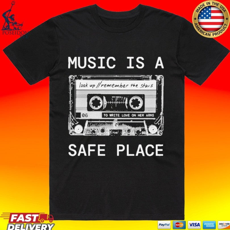 To Write Love On Her Arms Music Is A Safe Place - Adult & Kids T-Shirts, Sweatshirts & Hoodies apparel design preview 1