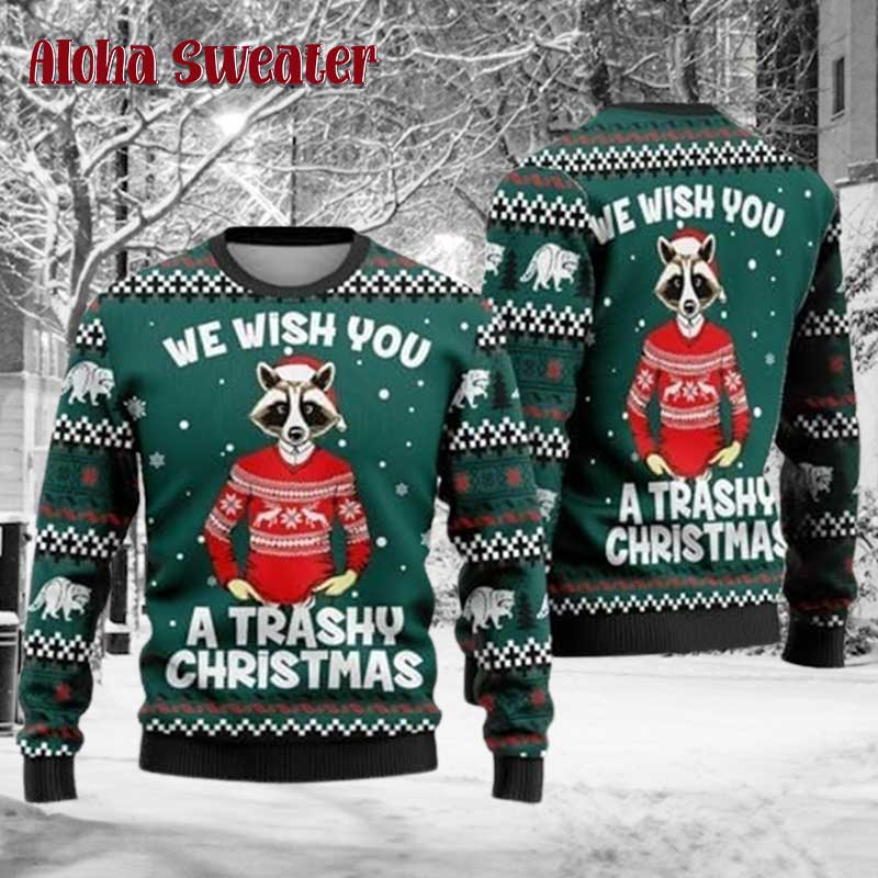 Trashy Christmas Racoon Ugly Christmas Sweater - Holiday Gift product image