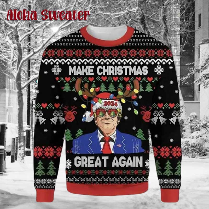 Trump Believe Me Verry Merry Really Terrific Ugly Christmas Sweater - Holiday Gift product image 5