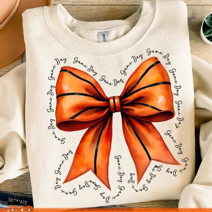 Basketball Game Day Coquette Bow Mom Retro - Adult & Kids T-Shirts, Sweatshirts & Hoodies apparel design preview 1