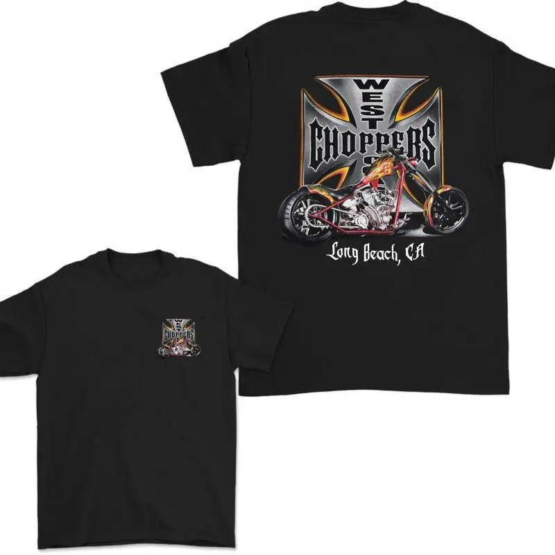 West Coast Choppers 2 Sided Long Beach CA Motorcycle - Adult & Kids T-Shirts, Sweatshirts & Hoodies apparel design preview 1