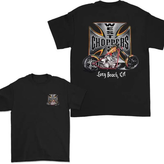 West Coast Choppers 2 Sided Long Beach CA Motorcycle - Adult & Kids T-Shirts, Sweatshirts & Hoodies apparel design preview 1