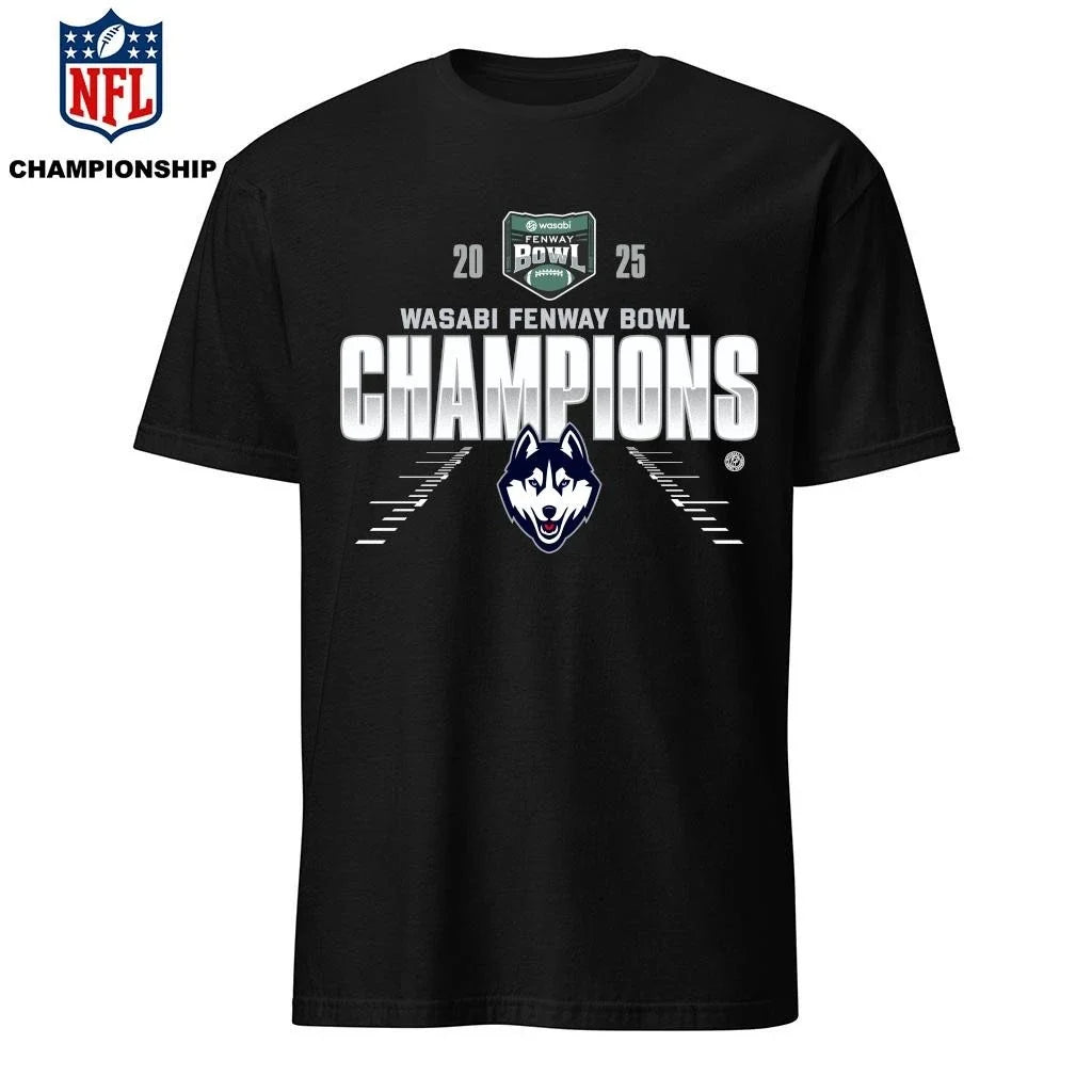 UConn Huskies 2025 Wasabi Fenway Bowl Champions - Adult & Kids T-Shirts, Sweatshirts & Hoodies apparel design preview 1