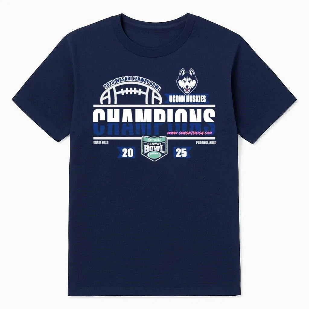 UConn Huskies 2025 Wasabi Fenway Bowl Champiosn At - Adult & Kids T-Shirts, Sweatshirts & Hoodies apparel design preview 1