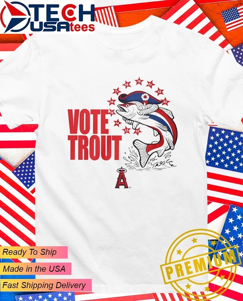 Vote Trout Los Angeles Angels patriotic fish - Adult & Kids T-Shirts, Sweatshirts & Hoodies apparel design preview 1