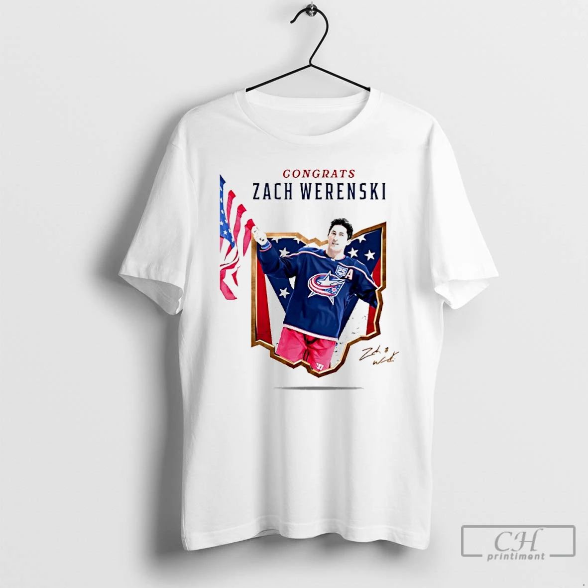 Classic Zach Werenski Gold Medalist Team Usa 2026 - Adult & Kids T-Shirts, Sweatshirts & Hoodies apparel design preview 1