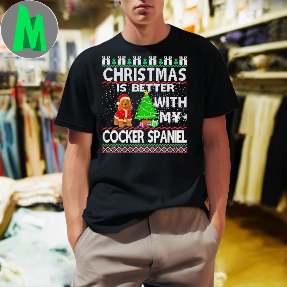 Christmas is better with my Cocker Spaniel Dog - Adult & Kids T-Shirts, Sweatshirts & Hoodies apparel design preview 1