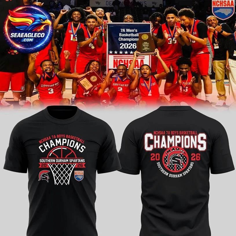 Southern Durham Spartans 7A Boys Basketball Champions - Adult & Kids T-Shirts, Sweatshirts & Hoodies apparel design preview 1