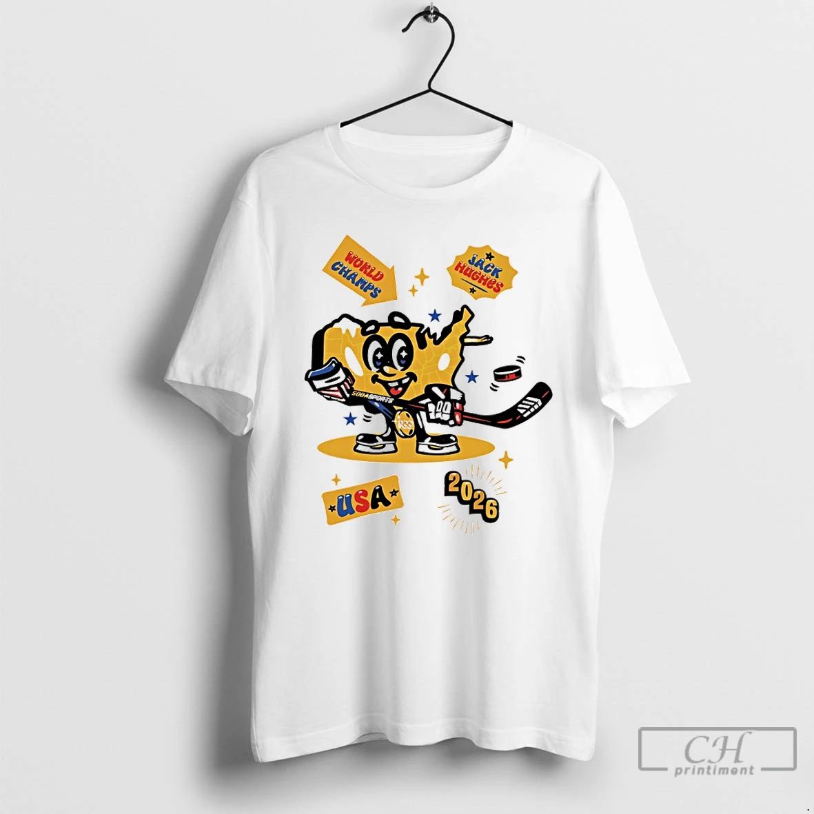 Classic Usa Hero Jack Hughes 2026 World Champions - Adult & Kids T-Shirts, Sweatshirts & Hoodies apparel design preview 1