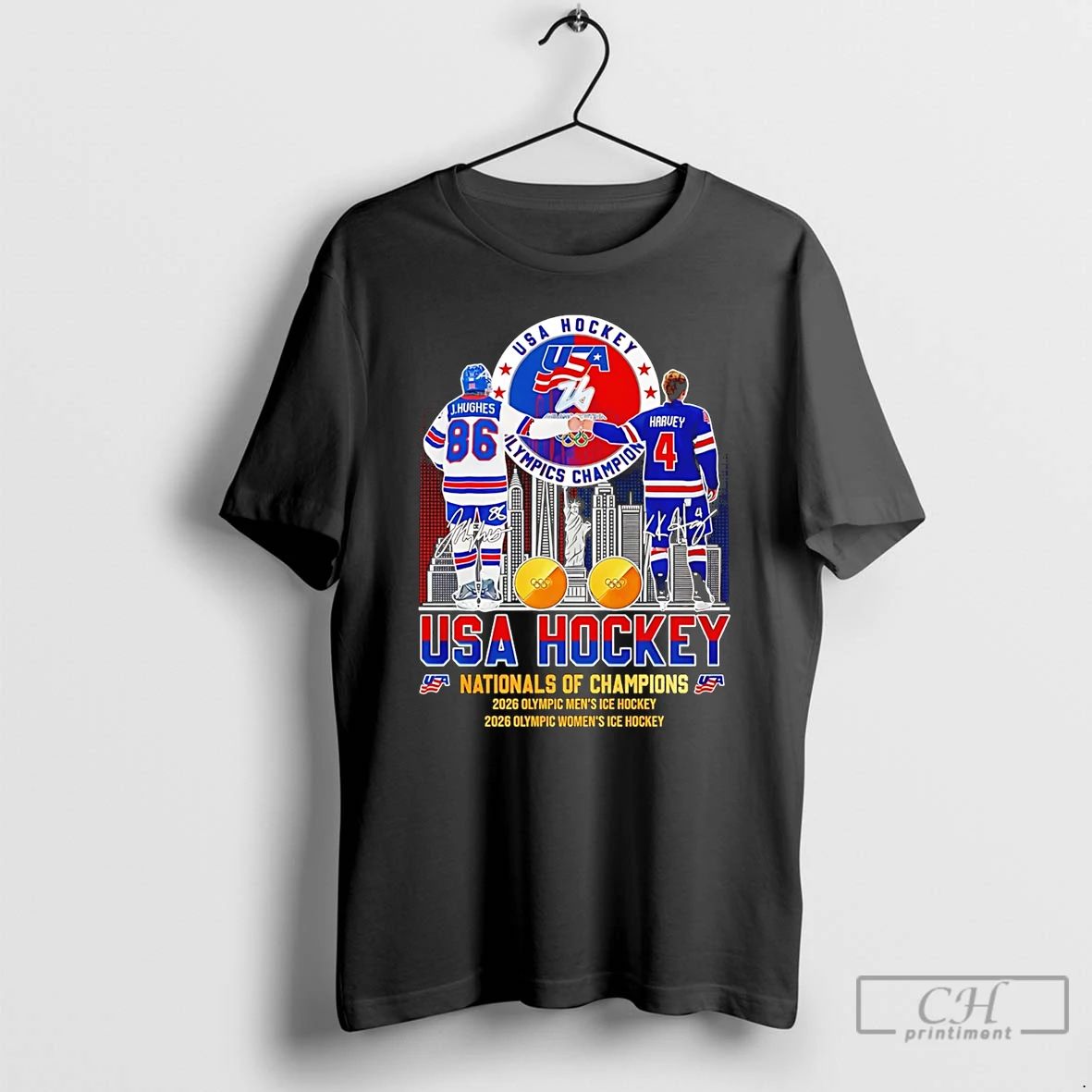 Classic Golden Glory Team Usa Hockey 2026 National - Adult & Kids T-Shirts, Sweatshirts & Hoodies apparel design preview 1