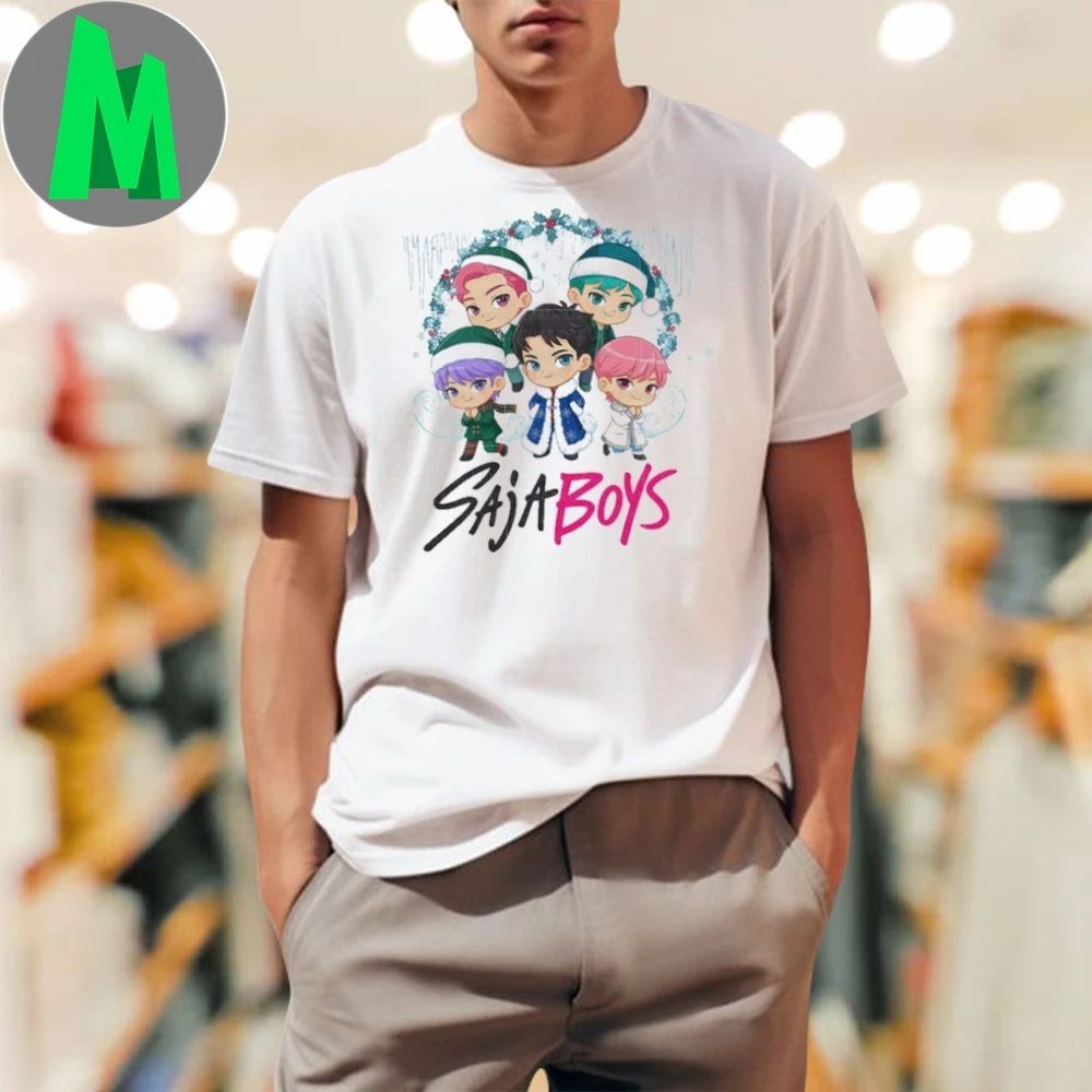 Chibi saja boys christmas day wreath - Adult & Kids T-Shirts, Sweatshirts & Hoodies apparel design preview 1