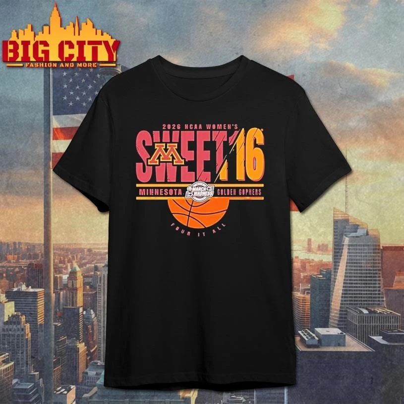 Minnesota Golden Gophers Sweet 16 2026 Womens March - Adult & Kids T-Shirts, Sweatshirts & Hoodies apparel design preview 1