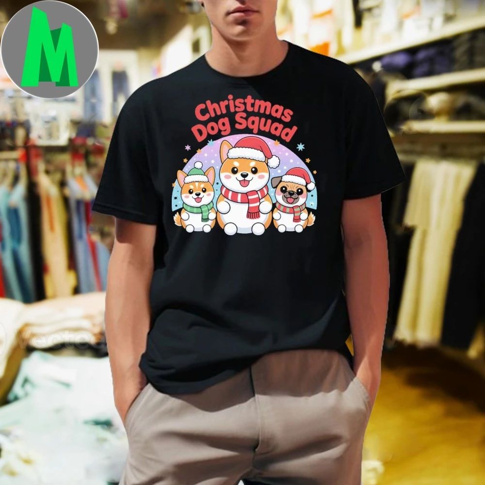 Christmas Dog Squad Cute Holiday Cartoon - Adult & Kids T-Shirts, Sweatshirts & Hoodies apparel design preview 1