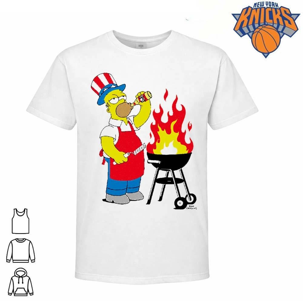 Homer Simpson Patriotic Uncle Sam BBQ Grilling Fourth - Adult & Kids T-Shirts, Sweatshirts & Hoodies apparel design preview 1