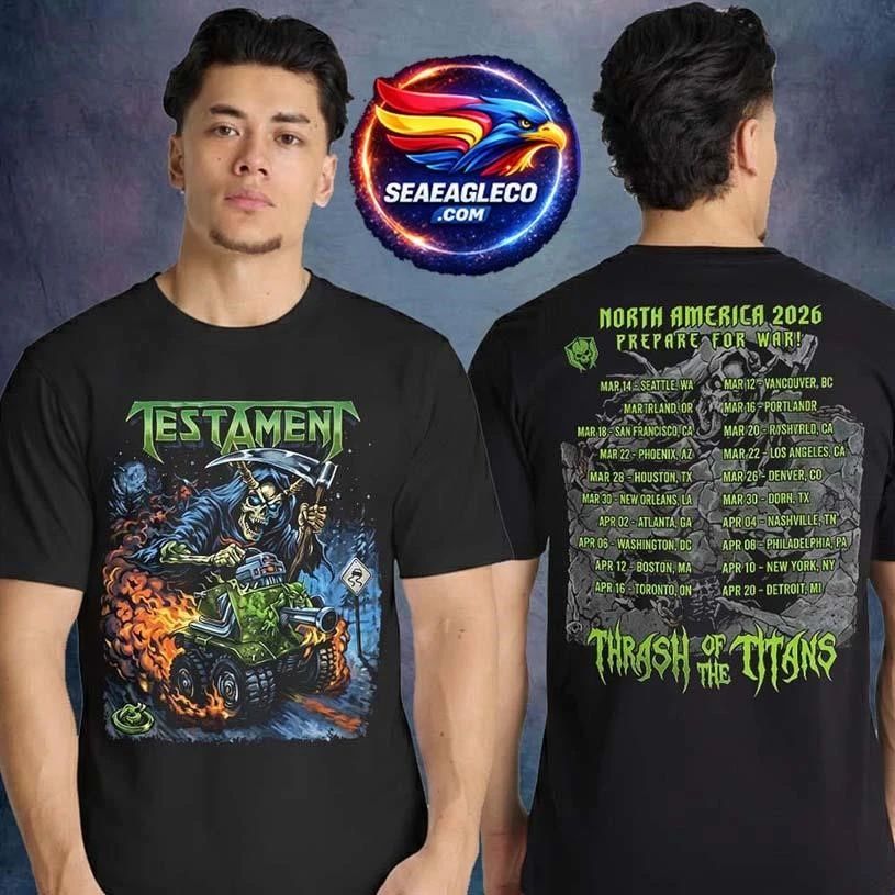 Testament Thrash Of The Titans North America Tour - Adult & Kids T-Shirts, Sweatshirts & Hoodies apparel design preview 1