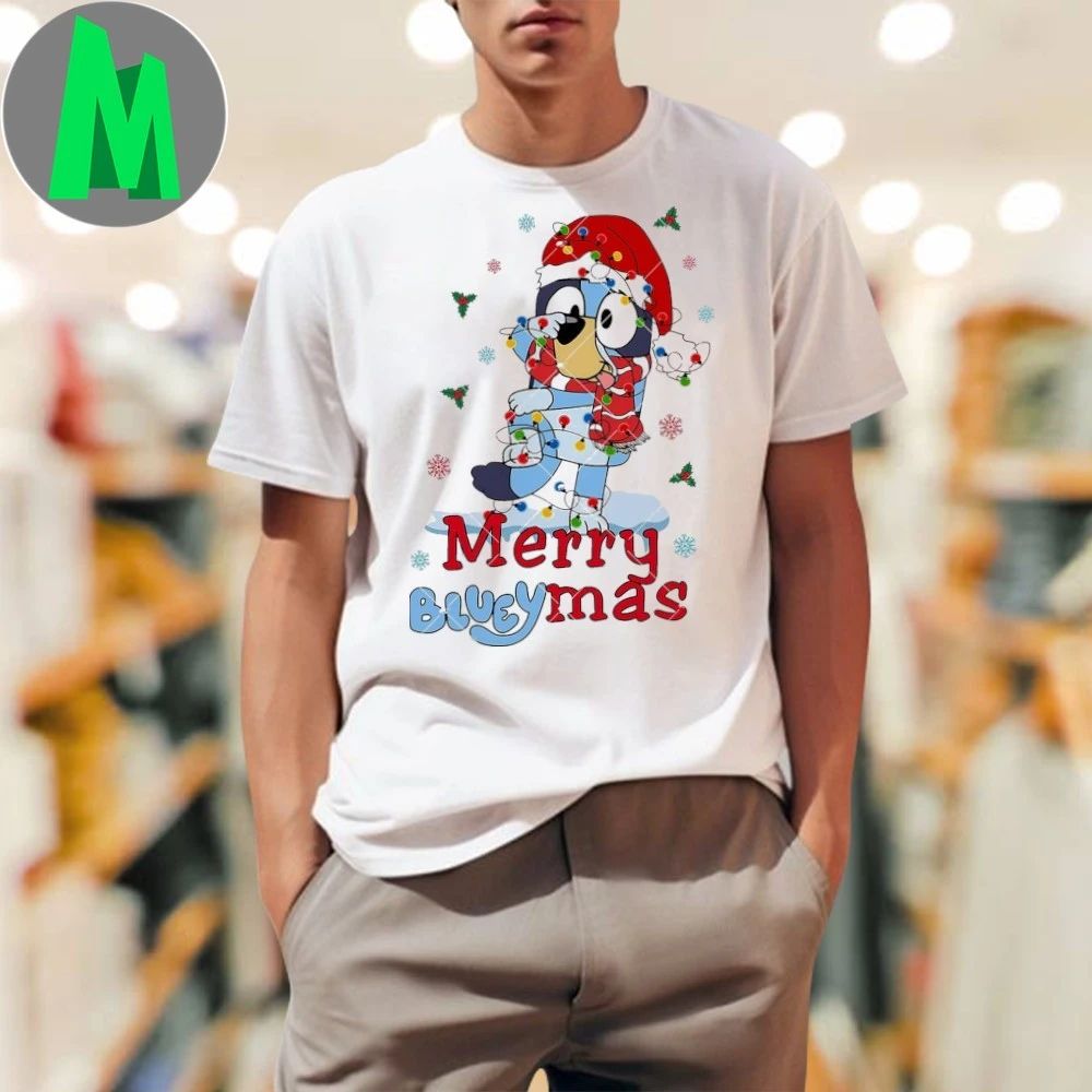 Merry Blueymas Santa Bluey - Adult & Kids T-Shirts, Sweatshirts & Hoodies apparel design preview 1