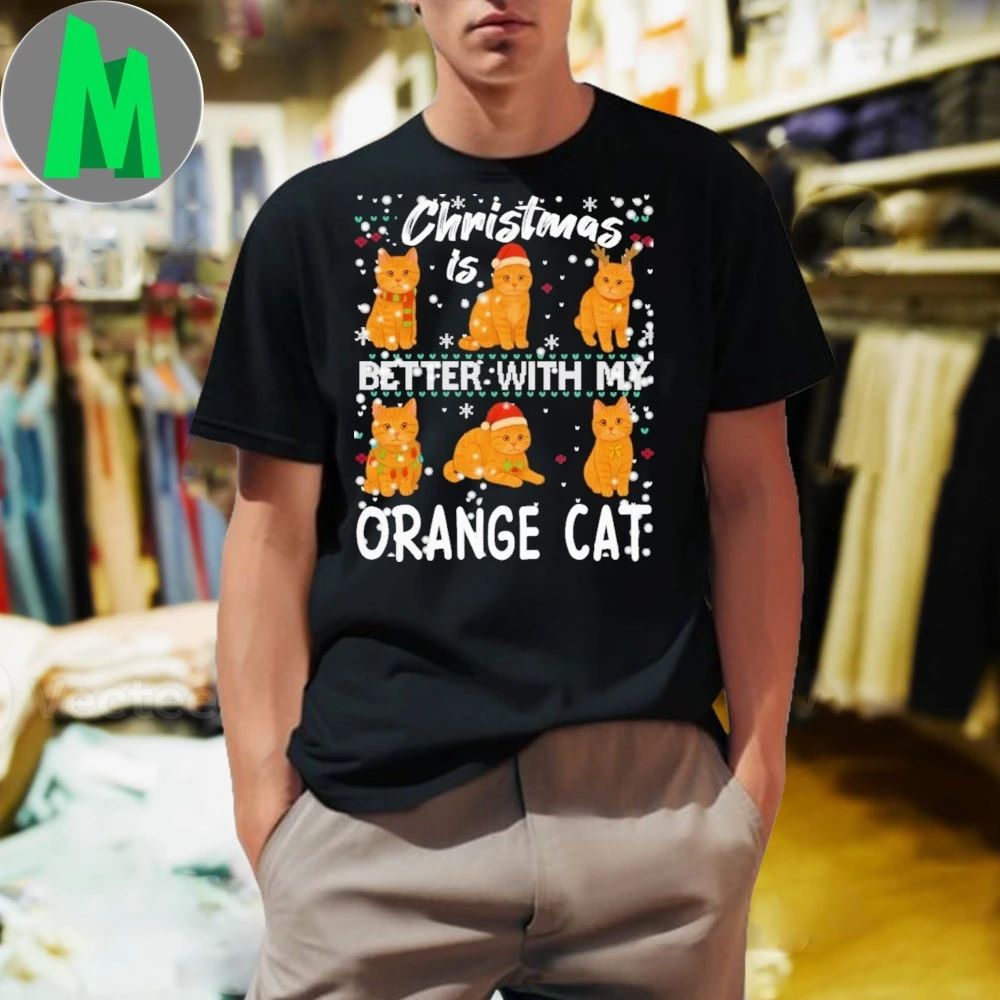 Christmas is better with Orange Cat - Adult & Kids T-Shirts, Sweatshirts & Hoodies apparel design preview 1