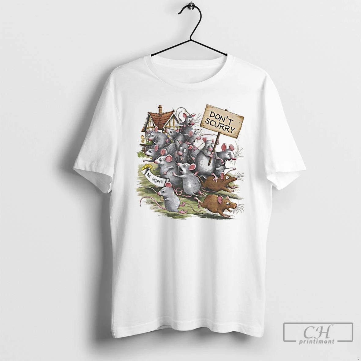 Classic Dont Scurry Be Happy Mouse Graphic - Adult & Kids T-Shirts, Sweatshirts & Hoodies apparel design preview 1