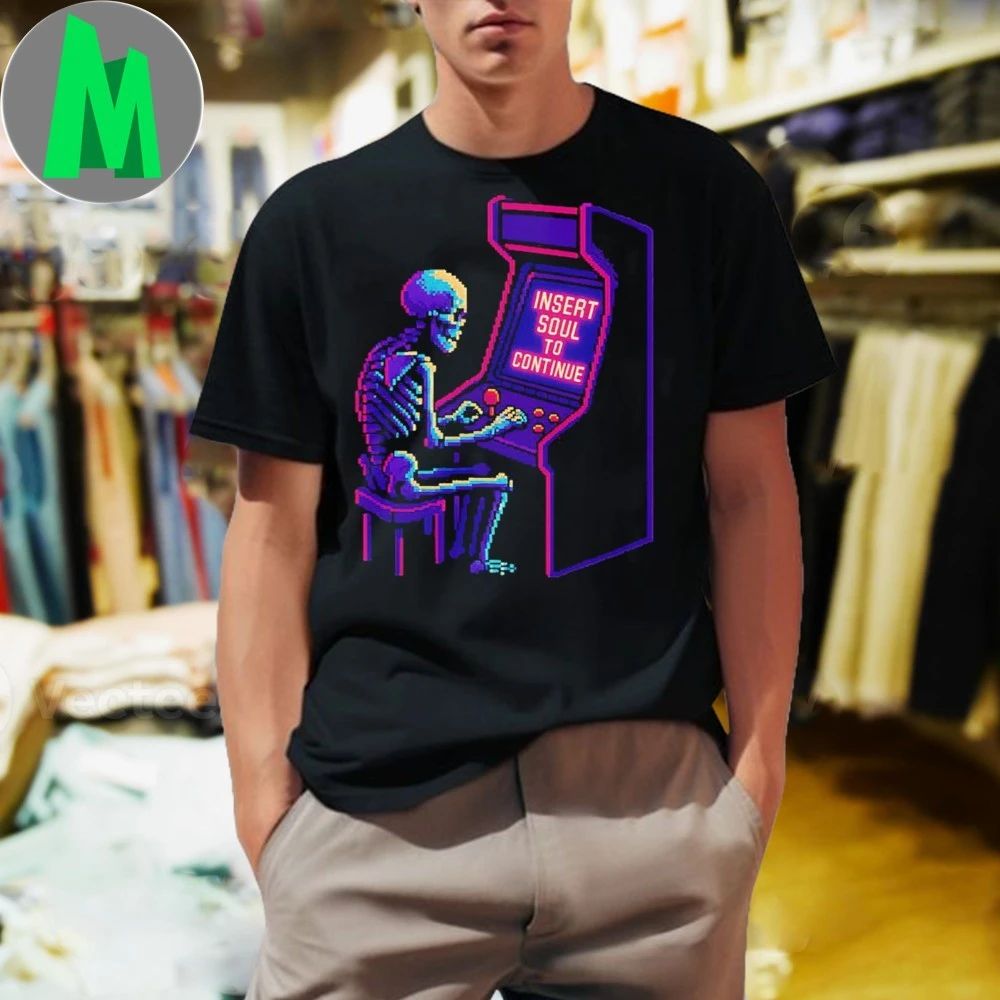 Retro Gamer Skeleton - Adult & Kids T-Shirts, Sweatshirts & Hoodies apparel design preview 1