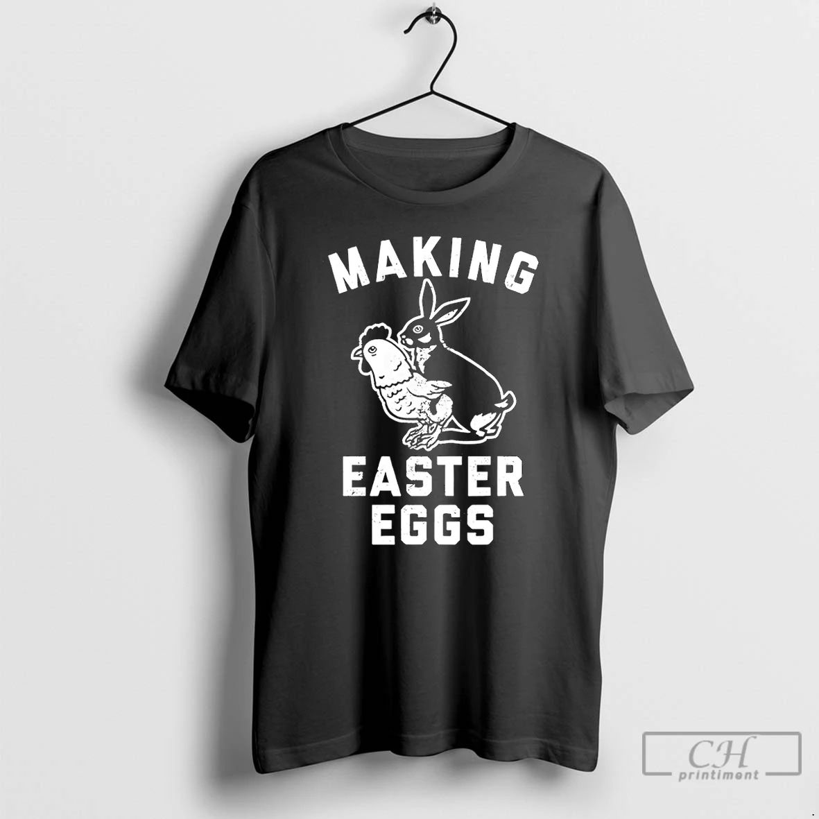 Classic Bunny Rooster Making Eggs Easter Day - Adult & Kids T-Shirts, Sweatshirts & Hoodies apparel design preview 1