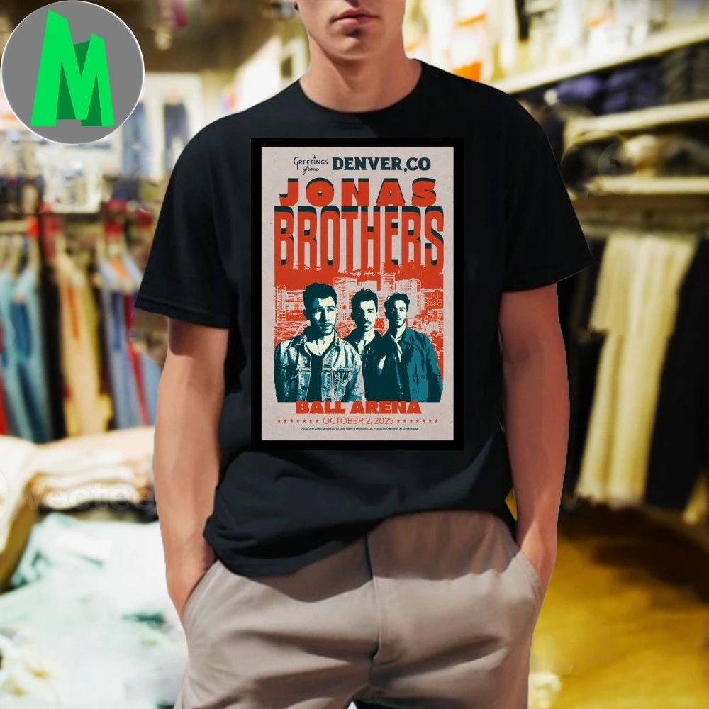 Jonas Brothers Denver CO Oct 2 2025 Ball Arena Poster - Adult & Kids T-Shirts, Sweatshirts & Hoodies apparel design preview 1