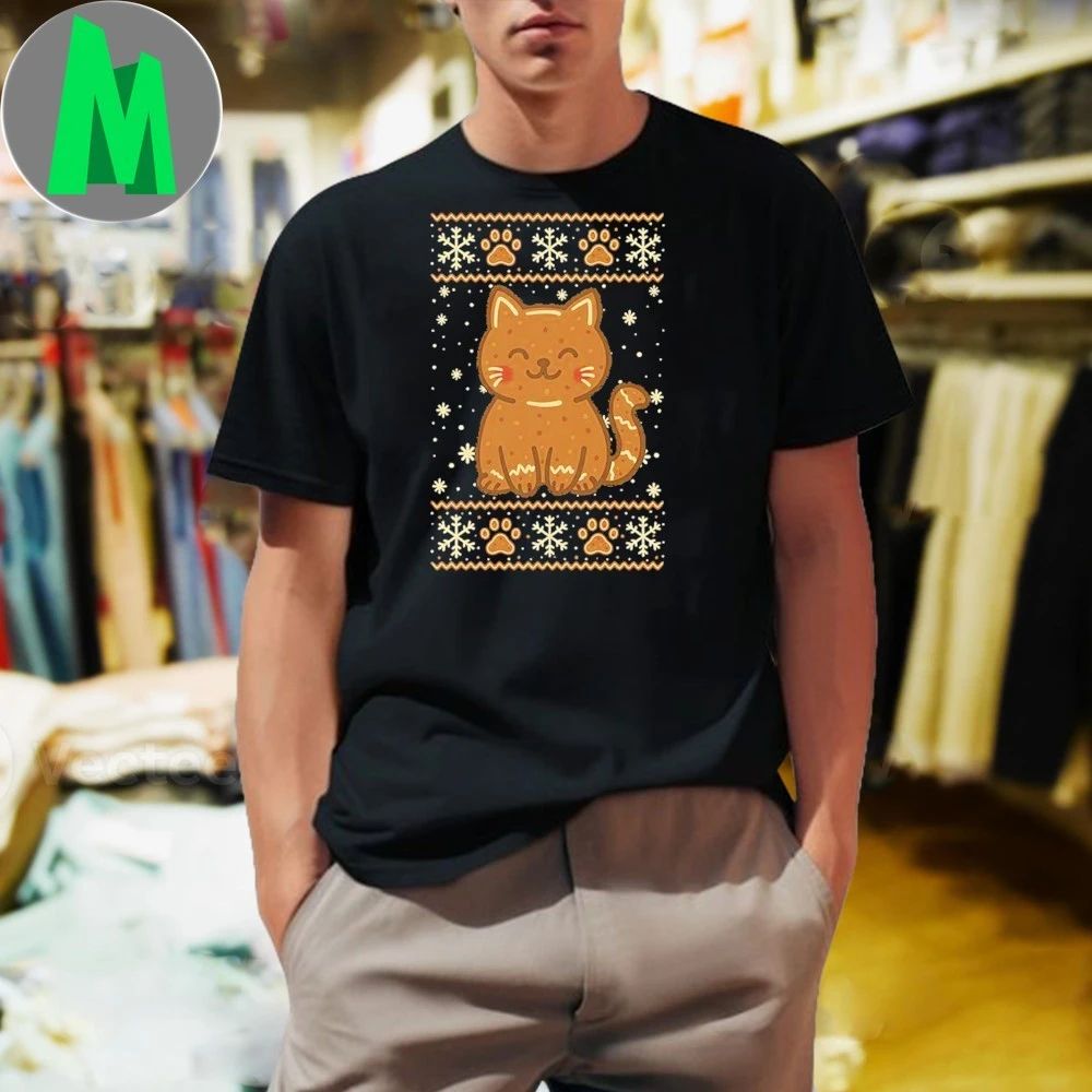 Gingerbread Cat Sweater - Adult & Kids T-Shirts, Sweatshirts & Hoodies apparel design preview 1